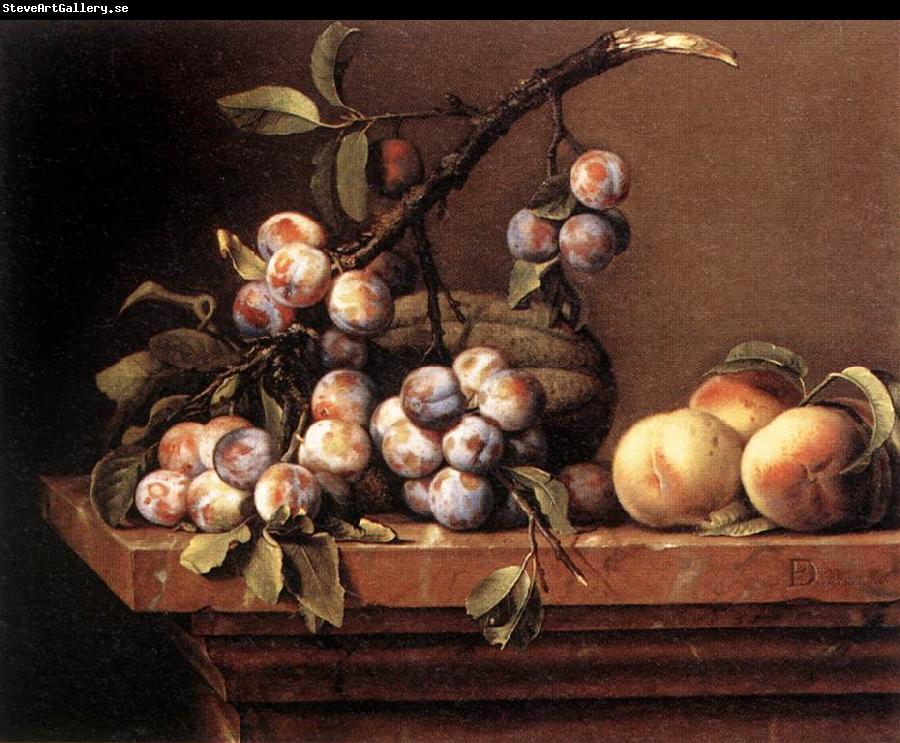 DUPUYS, Pierre Plums and Peaches on a Table dfg